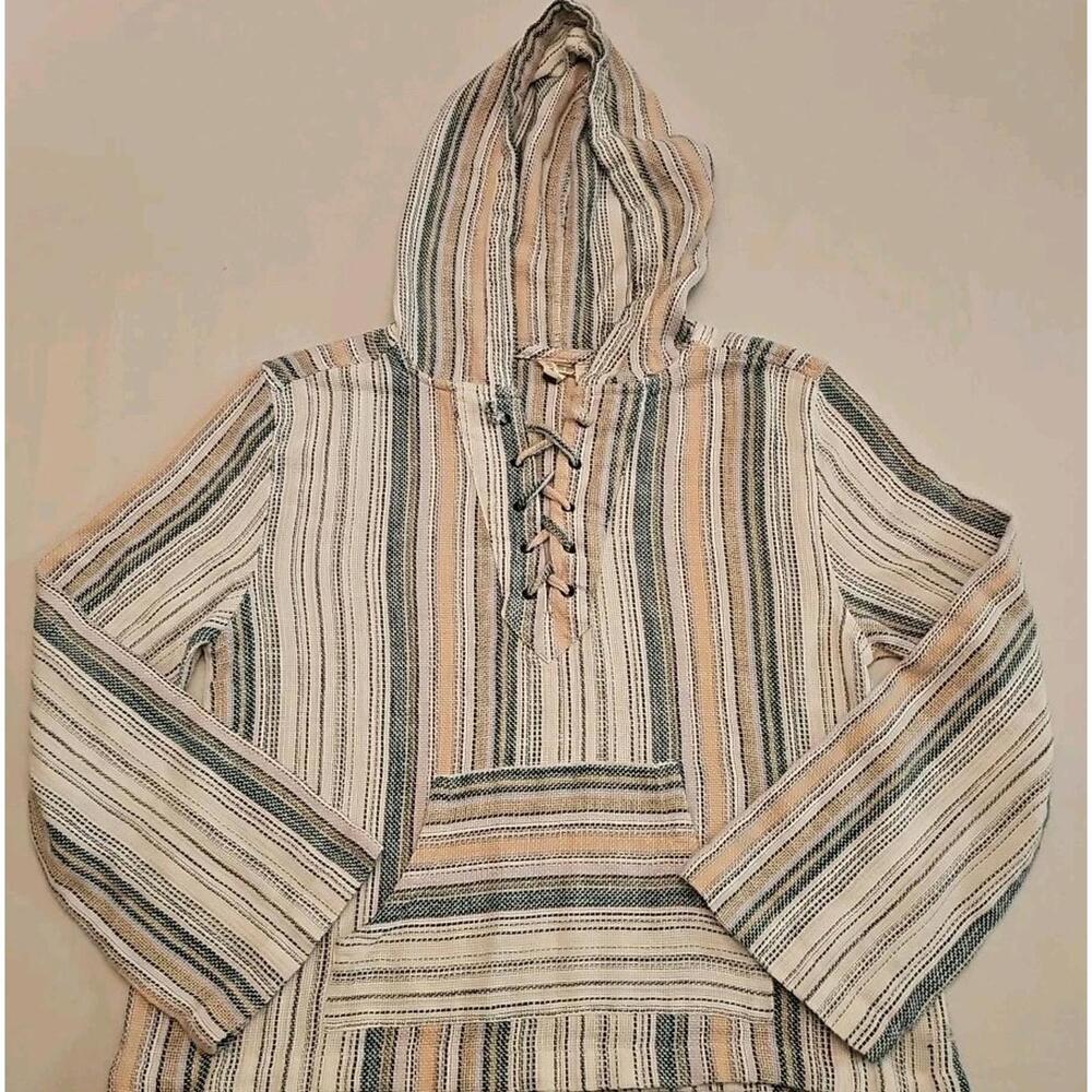 ROXY Surf Cabo Trip Stripe Hoodie Poncho Pullover Women Medium EUC